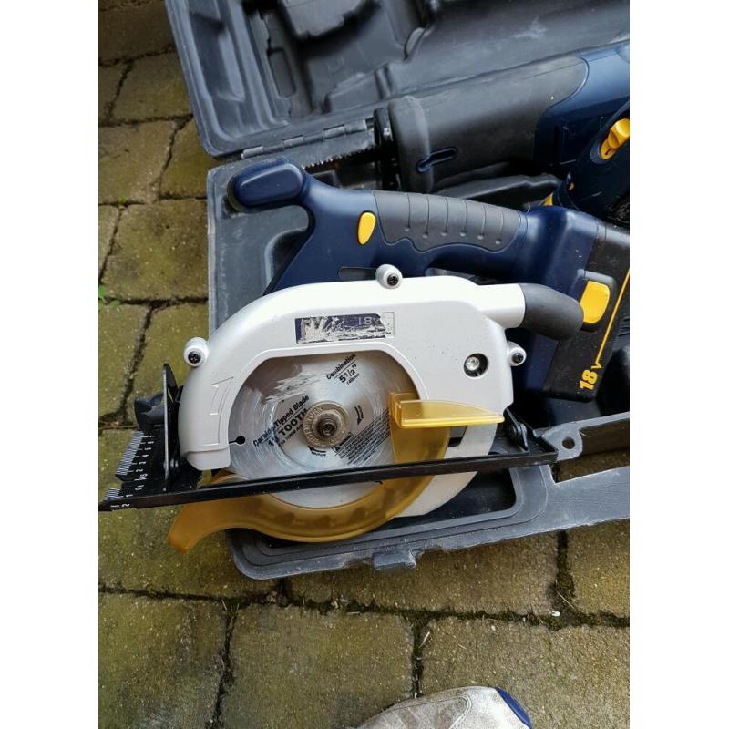 18v Drill, circ saw and recip saw in casr