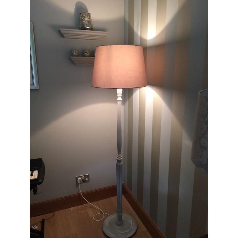 Beautiful standard solid wood carved standard lamp( new large shade included)