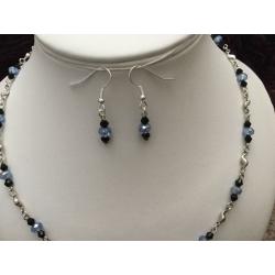 Handmade sea blue crystal 3 piece jewellery set
