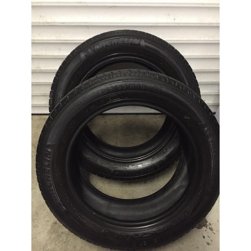2 part worn Michelin 205/55/16 tyres ***5.0mm***