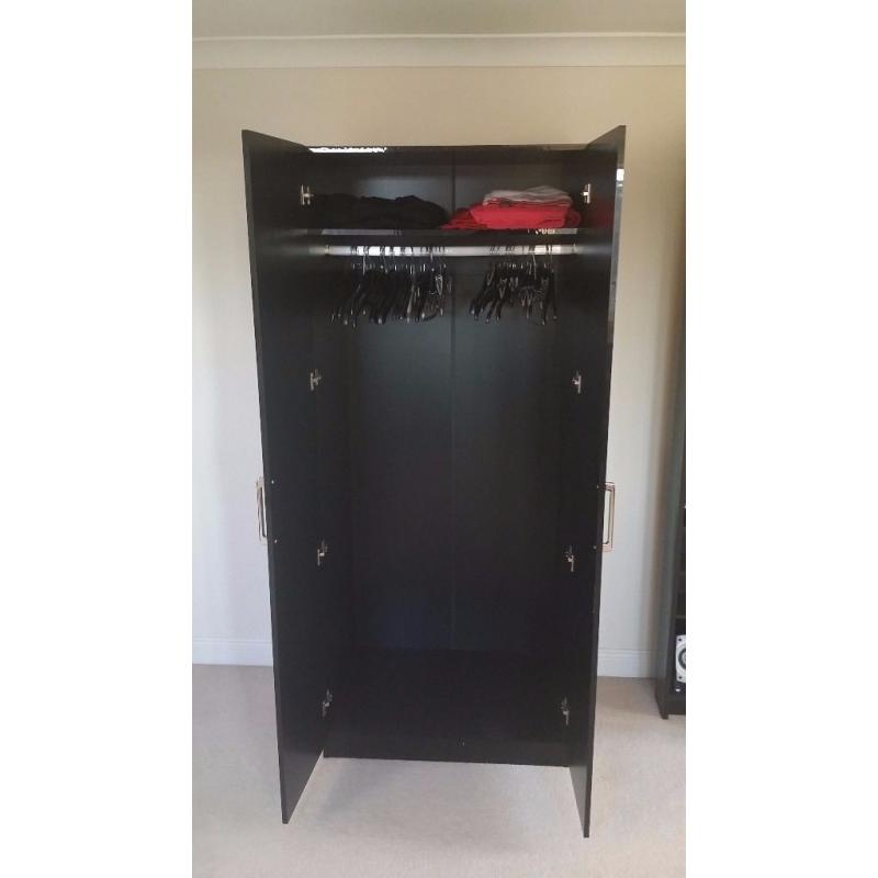 Charisma 2 Door Glossy Black Wardrobe (Used)