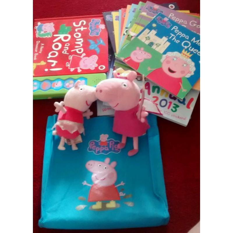 Peppa Pig books and soft toys