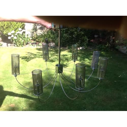 Modern silver Next ceiling light. 7 bulbs. 24 inch breadth by 18 inches high