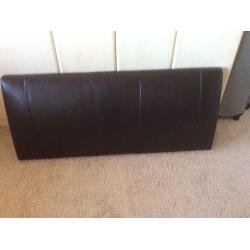 DARK BROWN LEATHER 135CM HEADBOARD FOR 4 FOOT 6 INCHES DOUBLE BED