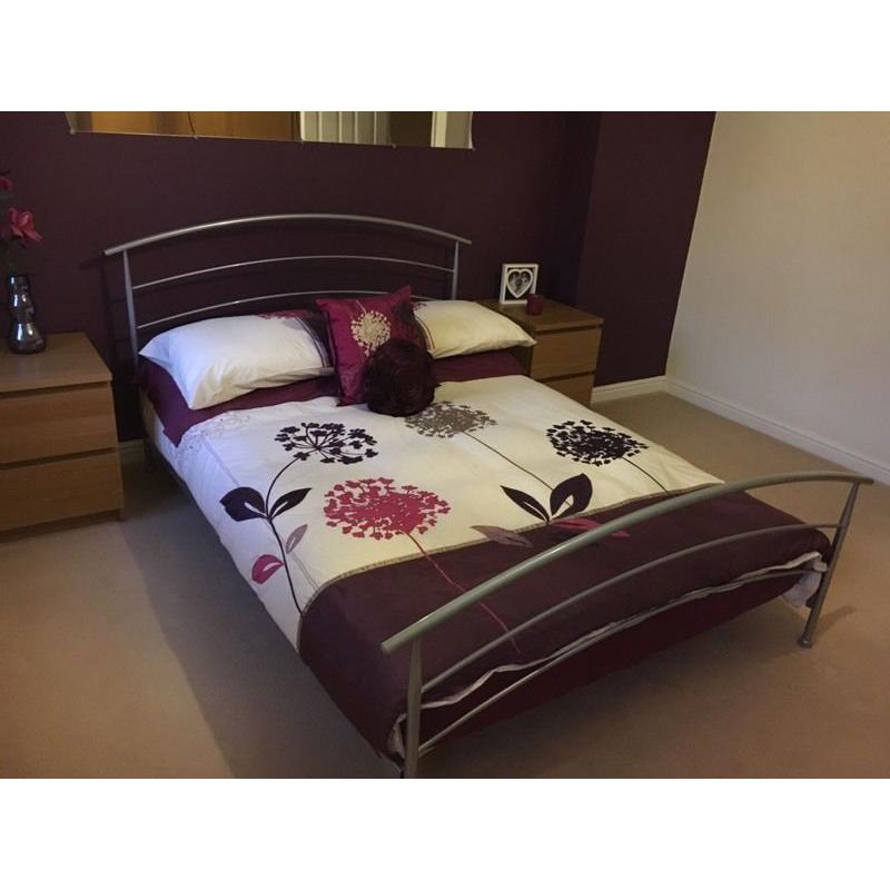 Metal Double bed frame & Mattress