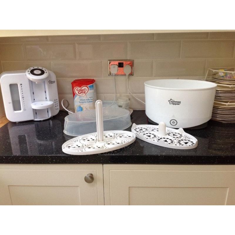 tommee tippee perfect prep machine and tommee tippee electric steriliser. Used.
