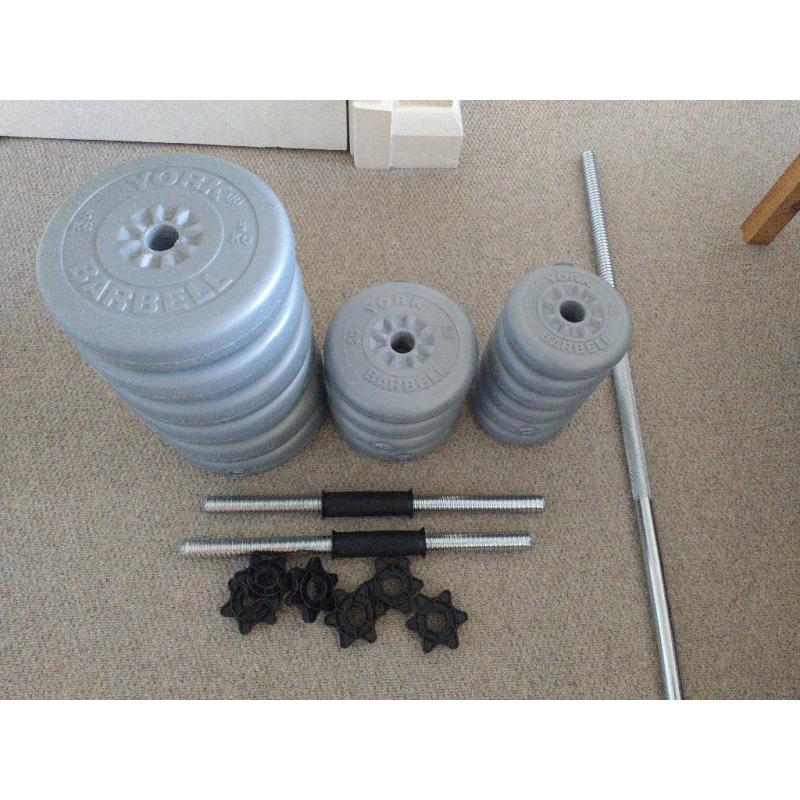 47.5kg York Fitness Vinyl Weights + Bar + 3 bars