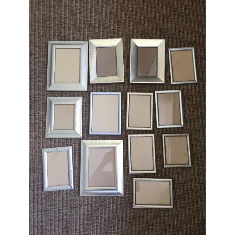 set of 14 assorted size silver photo frames - 7x5 / 6x4 / 5 x4 - ideal for wall collage!