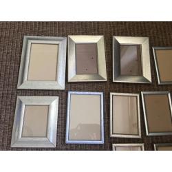 set of 14 assorted size silver photo frames - 7x5 / 6x4 / 5 x4 - ideal for wall collage!