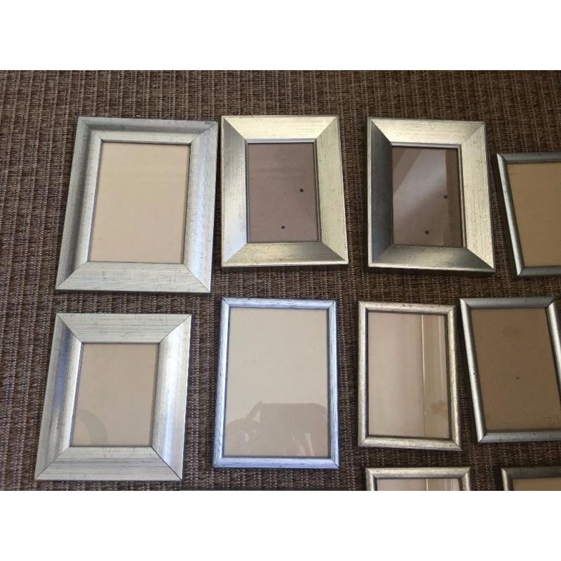 set of 14 assorted size silver photo frames - 7x5 / 6x4 / 5 x4 - ideal for wall collage!