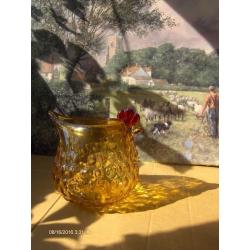 Vintage Amber Glass Hen Handmade Glass Jar