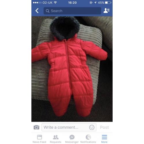 Boys next all in one / snow suit 12-18 months