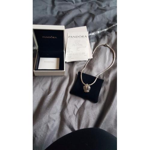 pandora necklace and crown charm