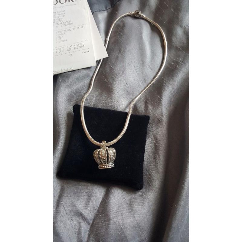 pandora necklace and crown charm