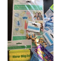 Baby shower games balloons and banner