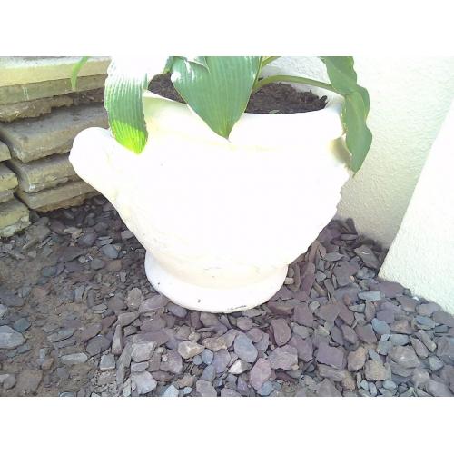 Big heavy stone pot..with Egyptian design on it...