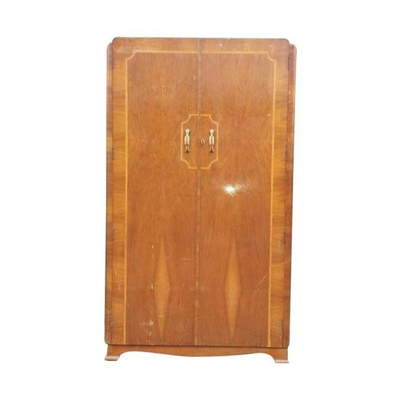 1930s ART DECO INLAID WALNUT WARDROBE