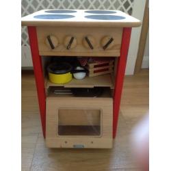 Cooker: wooden toy stove