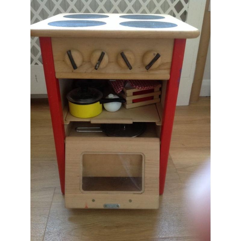 Cooker: wooden toy stove