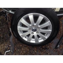 Genuine VW GOLF PASSAT 16 Alloy Wheels 4 tyres come used but plenty tread left ALL MOST NEW TYRES