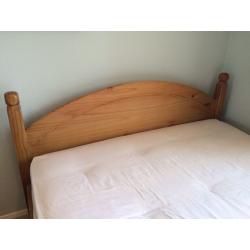 Pine double bed (incl mattress)