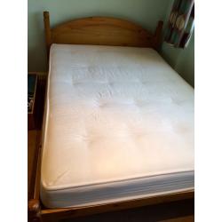 Pine double bed (incl mattress)