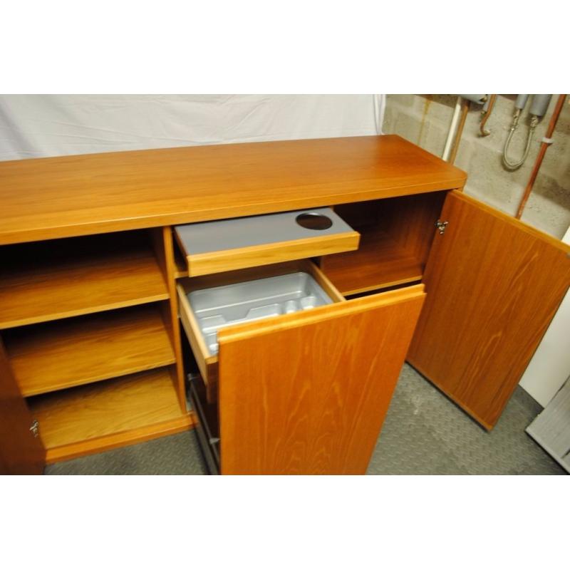 Solid teak Sideboard by SCOVBY of Denmark. 154 L x 46 D x 83 H, cm