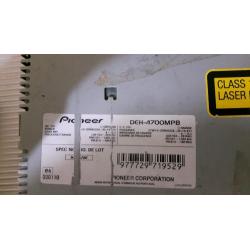 PIONEER CAR RADIO FM/CD MODEL4700MPB