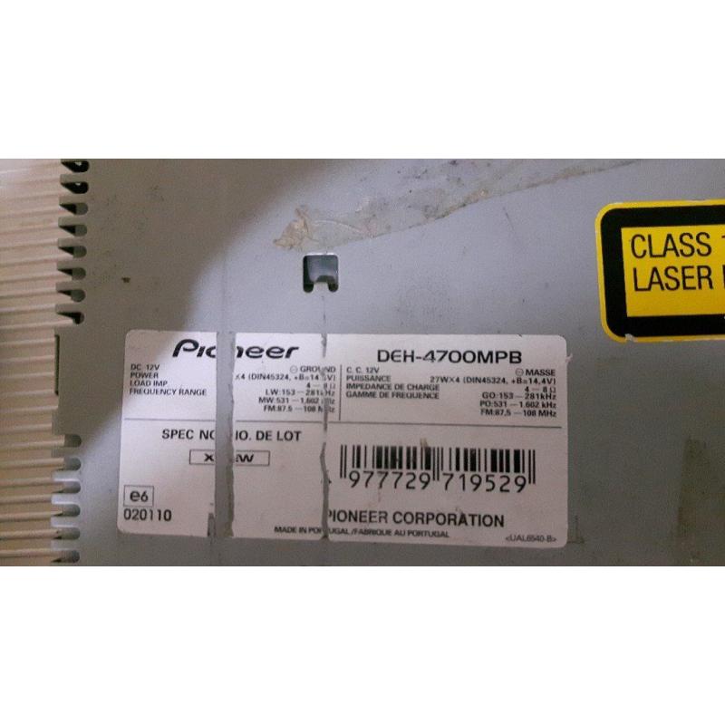 PIONEER CAR RADIO FM/CD MODEL4700MPB