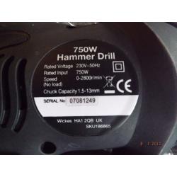 NEW 750 WATTS WICKS HAMMER DRILL
