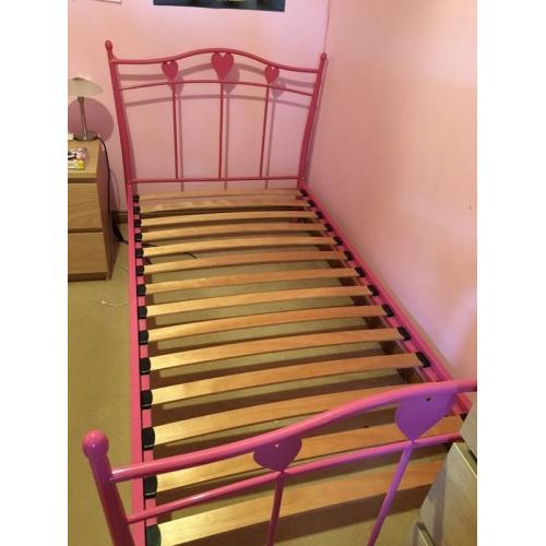 Next pink metal frame hearts single bed