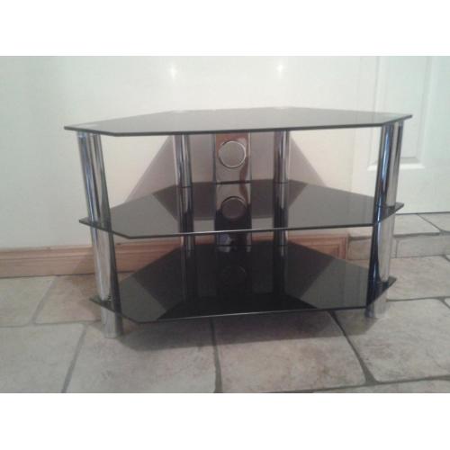 black glass tv stand