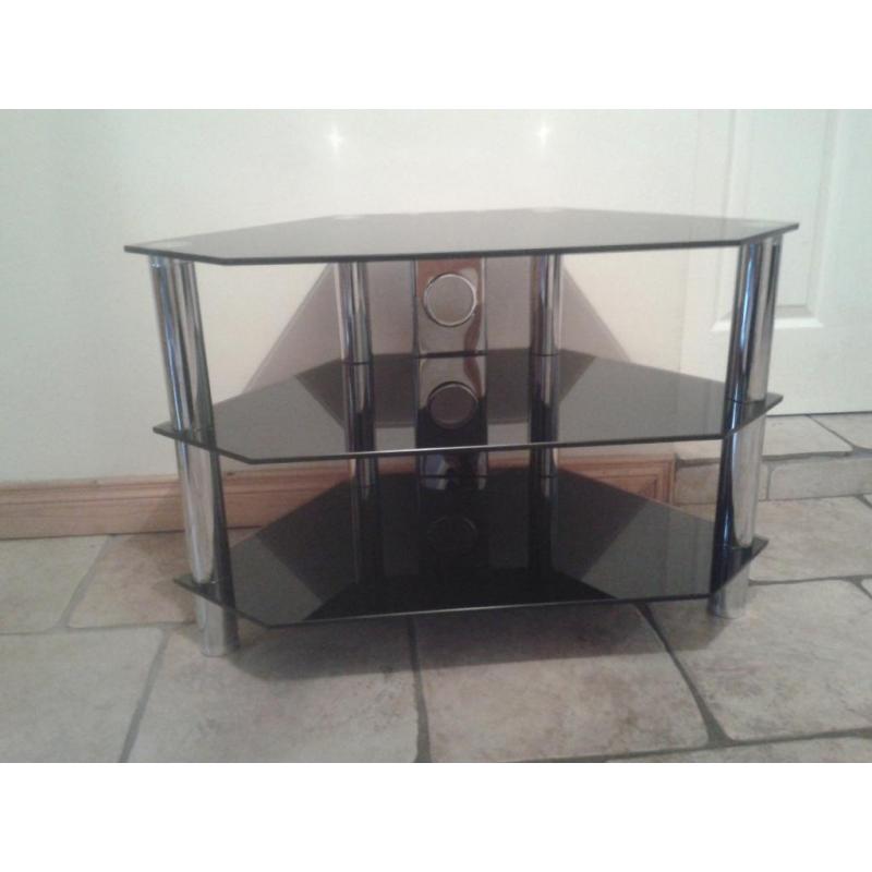 black glass tv stand