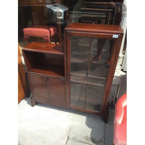 Art Deco oak Bookcase- must be seen . Really unusual . Size W 36in D 9in H 43in. Free Local Deliver