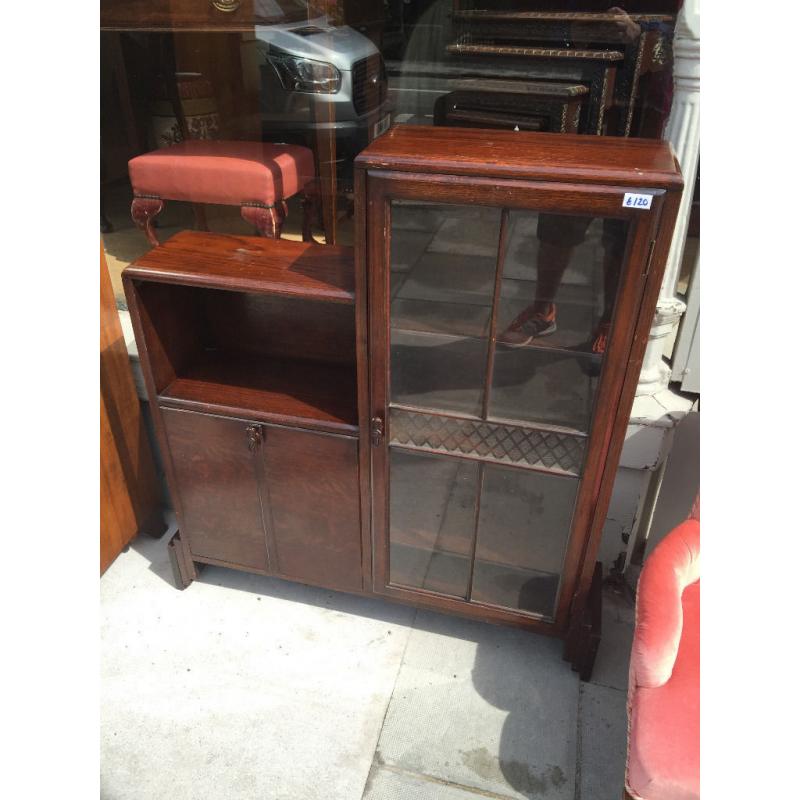 Art Deco oak Bookcase- must be seen . Really unusual . Size W 36in D 9in H 43in. Free Local Deliver