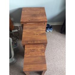 Solid oak nest of tables