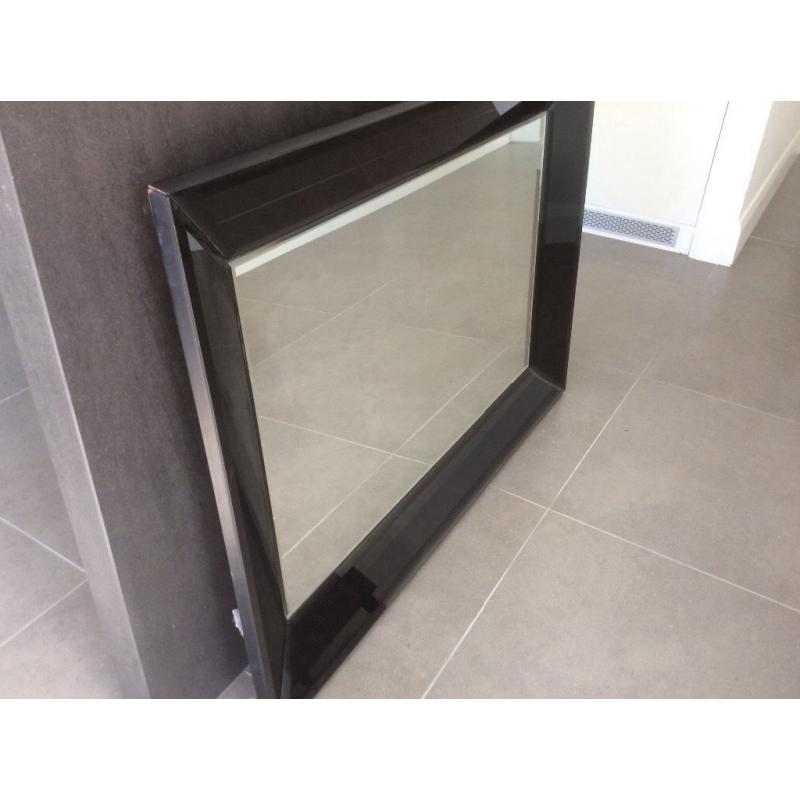 Large mirror with black glass sides