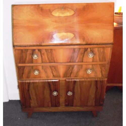 Art Decco WALNUT BUREAU DESK Excellent condition 2 drawers, 2 doors