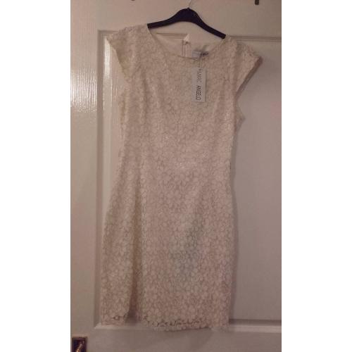 Brand New Marc Angelo Gold Metallic Lace Fitted Dress Size 10 Never Worn