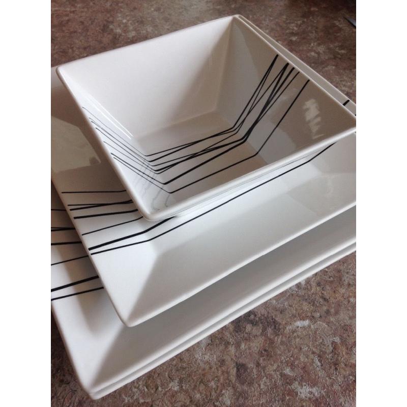 White square dinner set