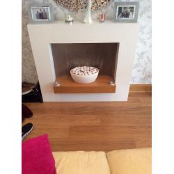 White and wood fire and surround