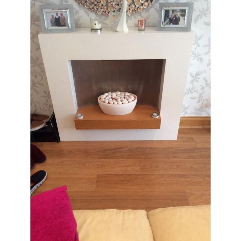 White and wood fire and surround