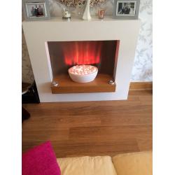 White and wood fire and surround