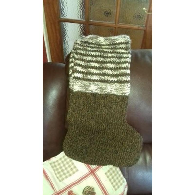 hand knitted harris tweed christmas stocking