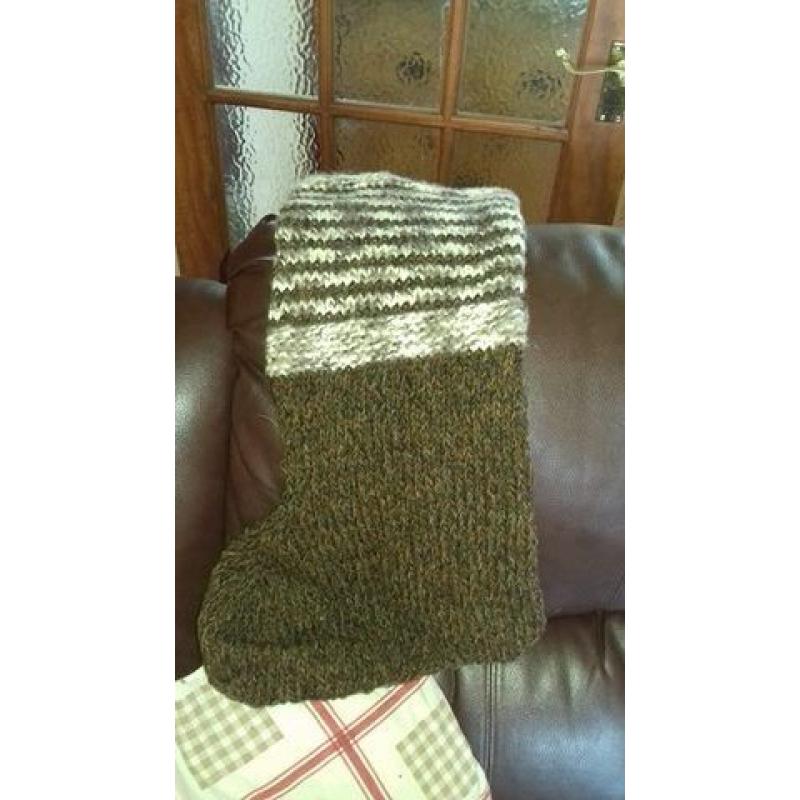 hand knitted harris tweed christmas stocking