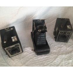 Three box brownie cameras x cases.
