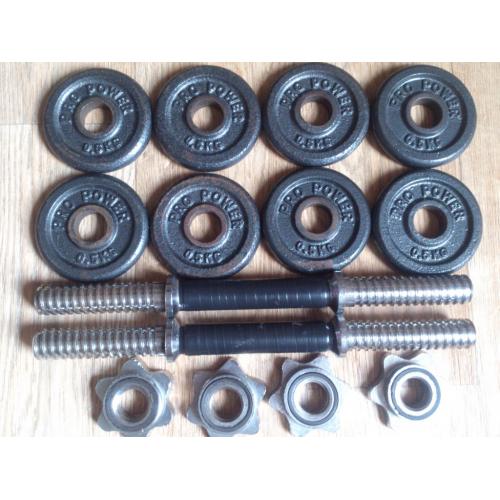 8x 0.5 kg standard iron weight plates and 2 40 cm dumbells