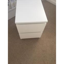 White IKEA bedside drawers