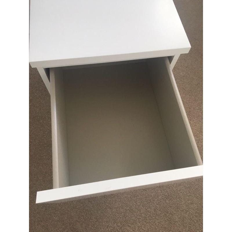 White IKEA bedside drawers