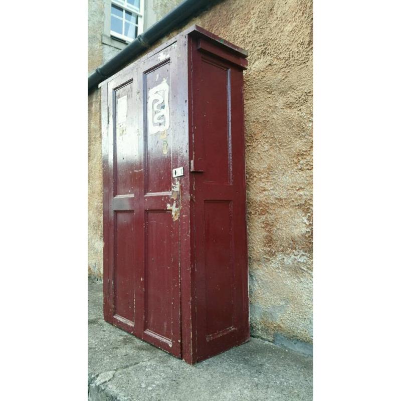 Vintage Factory Industrial Pitch Pine Cupboard Unit Interior Design Loft Props